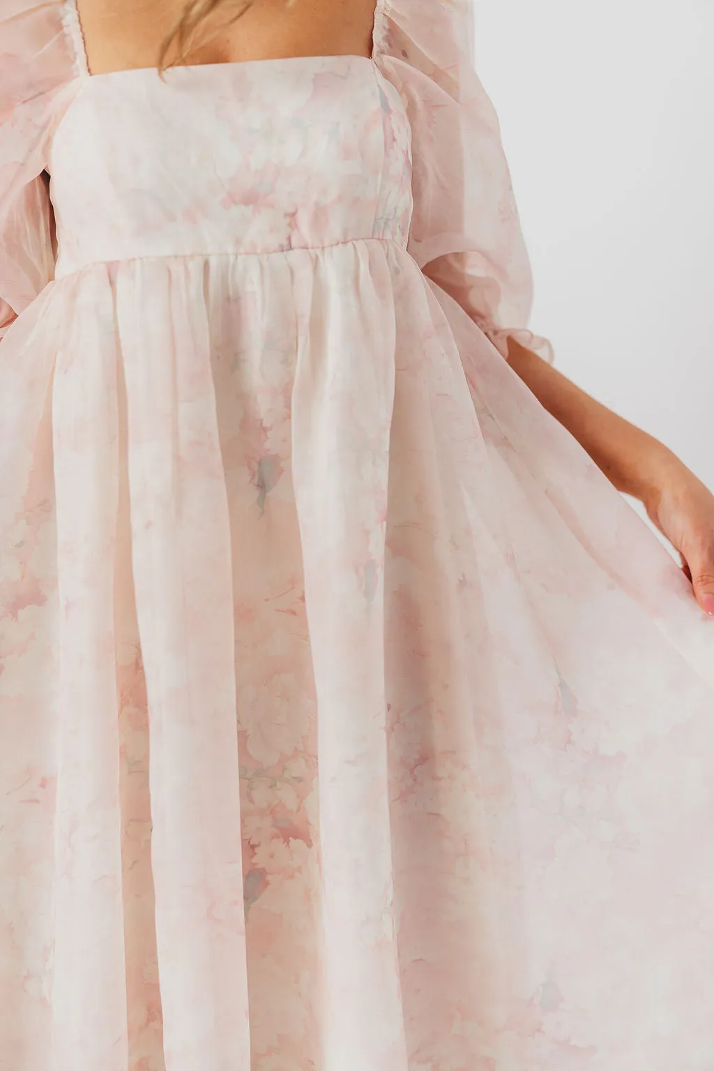 *New* Mona Maxi Dress with Smocking in Pale Pink Floral - Bump Friendly & Inclusive Sizing (S-3XL)