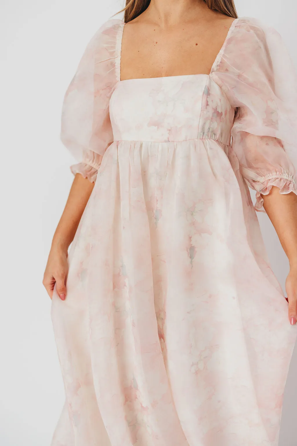 *New* Mona Maxi Dress with Smocking in Pale Pink Floral - Bump Friendly & Inclusive Sizing (S-3XL)