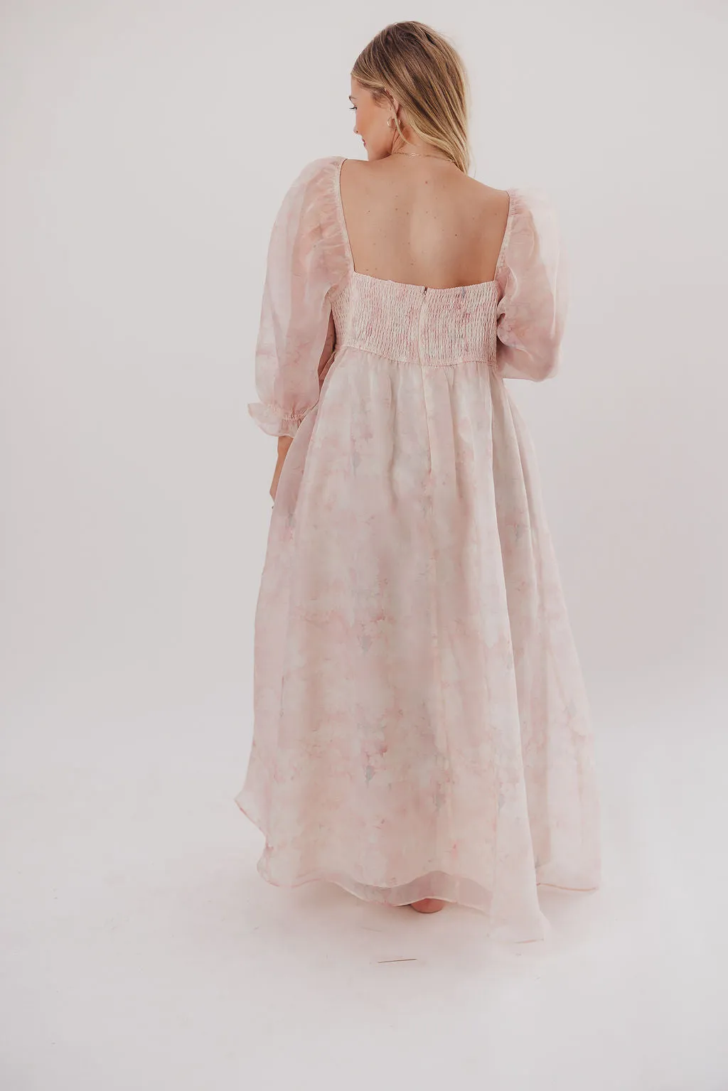 *New* Mona Maxi Dress with Smocking in Pale Pink Floral - Bump Friendly & Inclusive Sizing (S-3XL)