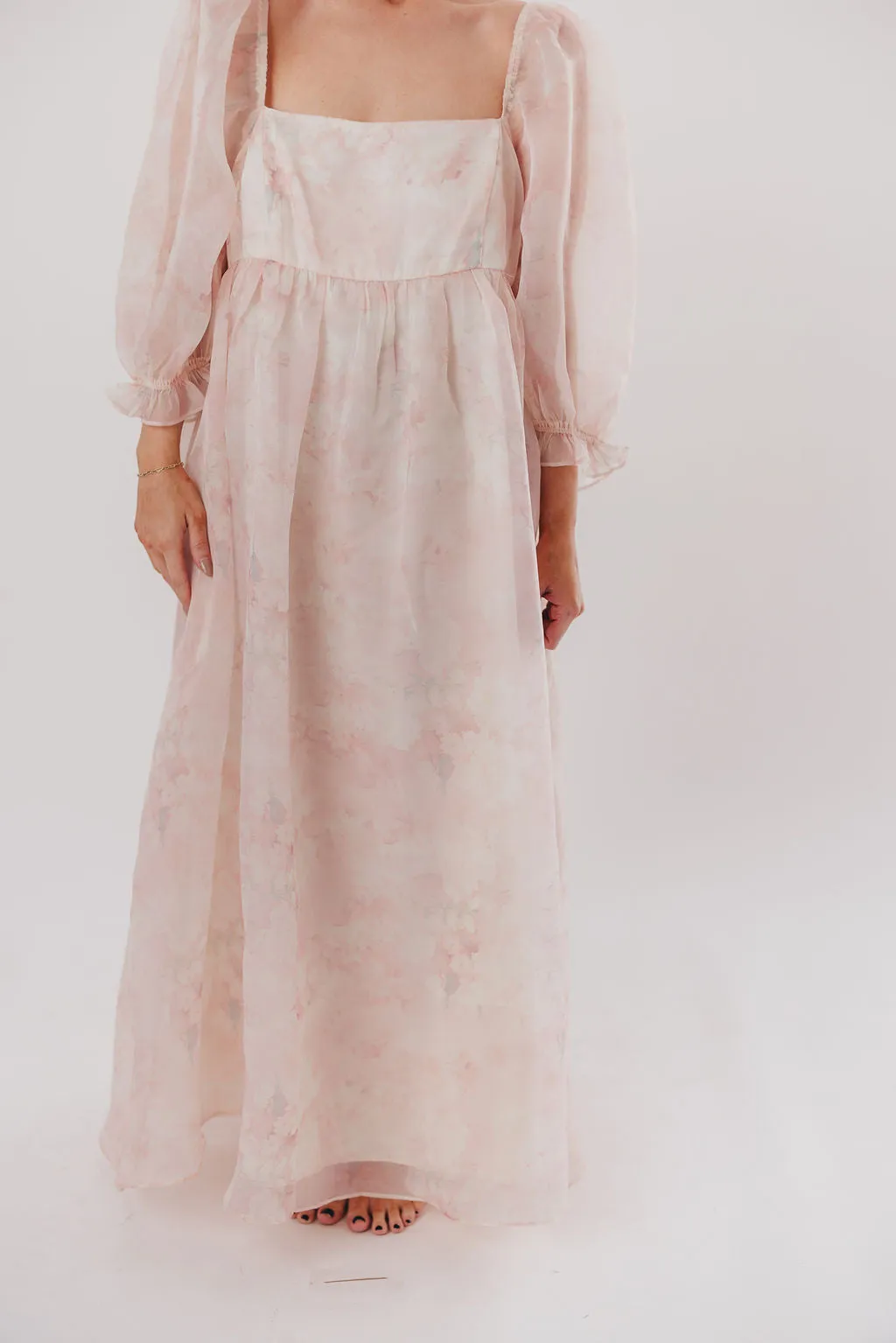 *New* Mona Maxi Dress with Smocking in Pale Pink Floral - Bump Friendly & Inclusive Sizing (S-3XL)