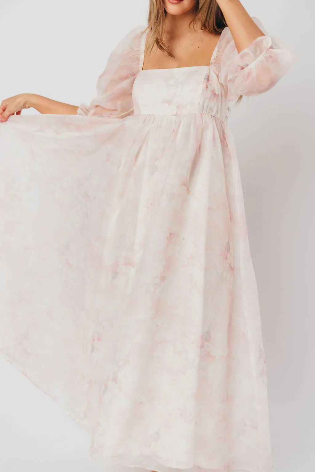 *New* Mona Maxi Dress with Smocking in Pale Pink Floral - Bump Friendly & Inclusive Sizing (S-3XL)