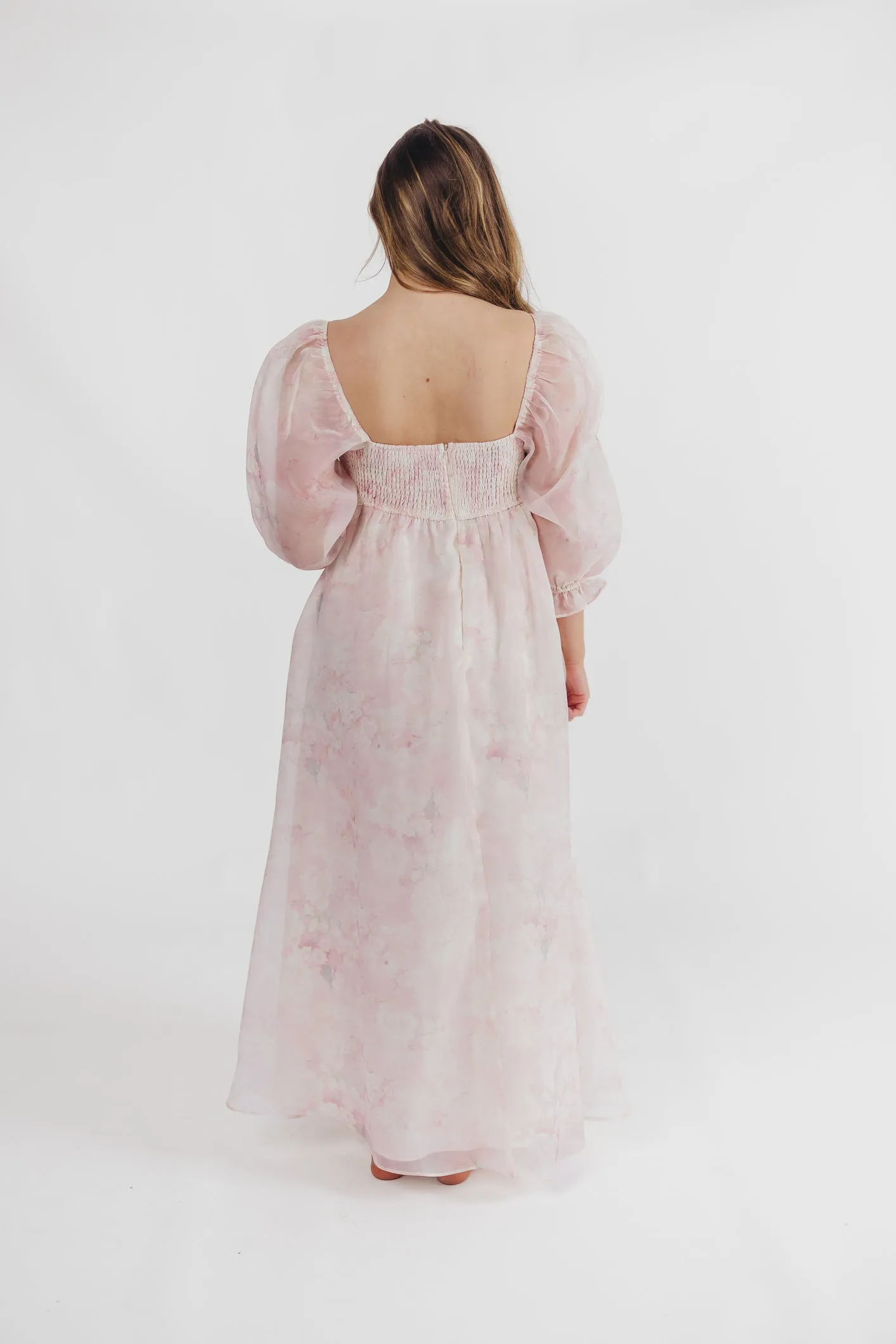 *New* Mona Maxi Dress with Smocking in Pale Pink Floral - Bump Friendly & Inclusive Sizing (S-3XL)