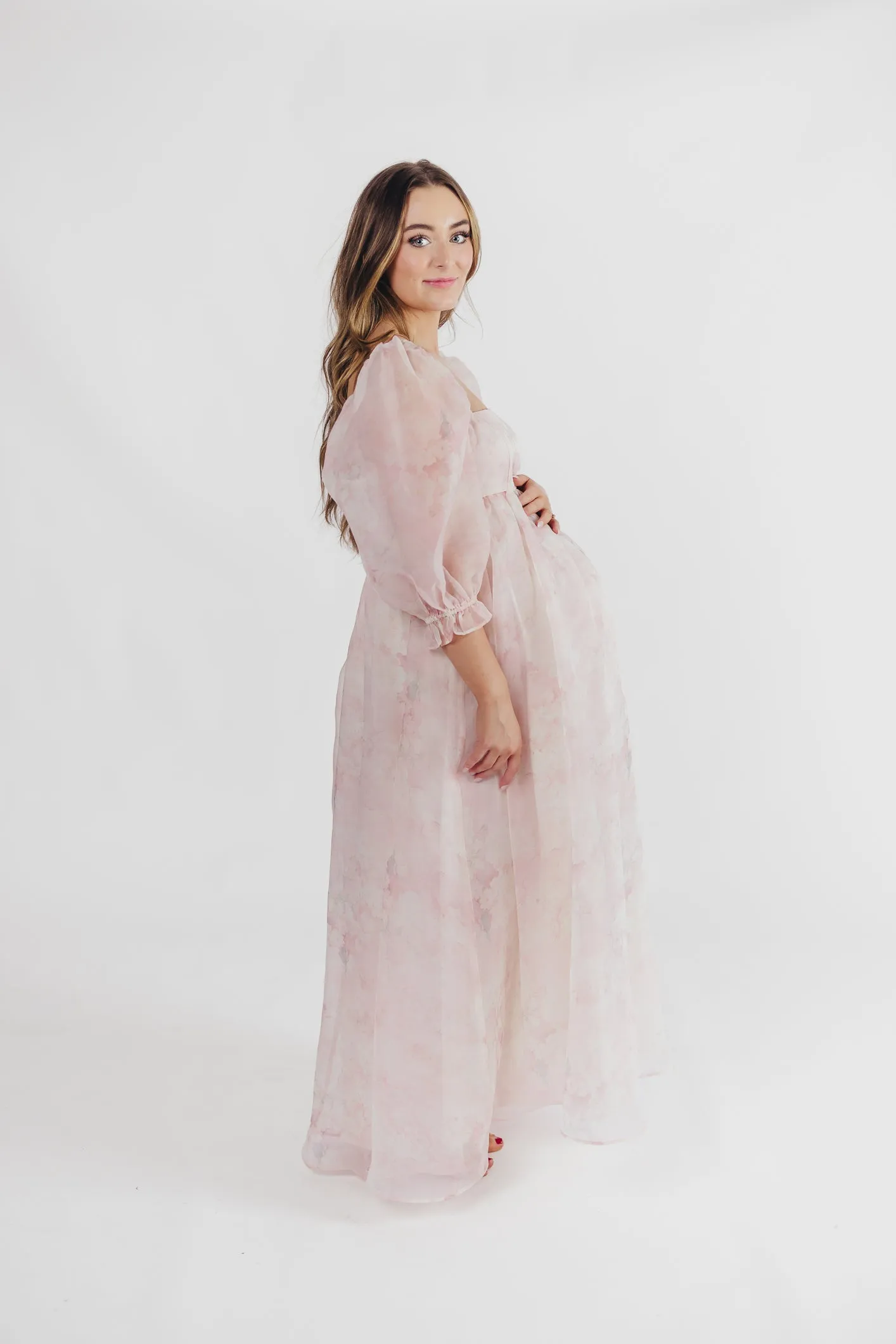 *New* Mona Maxi Dress with Smocking in Pale Pink Floral - Bump Friendly & Inclusive Sizing (S-3XL)