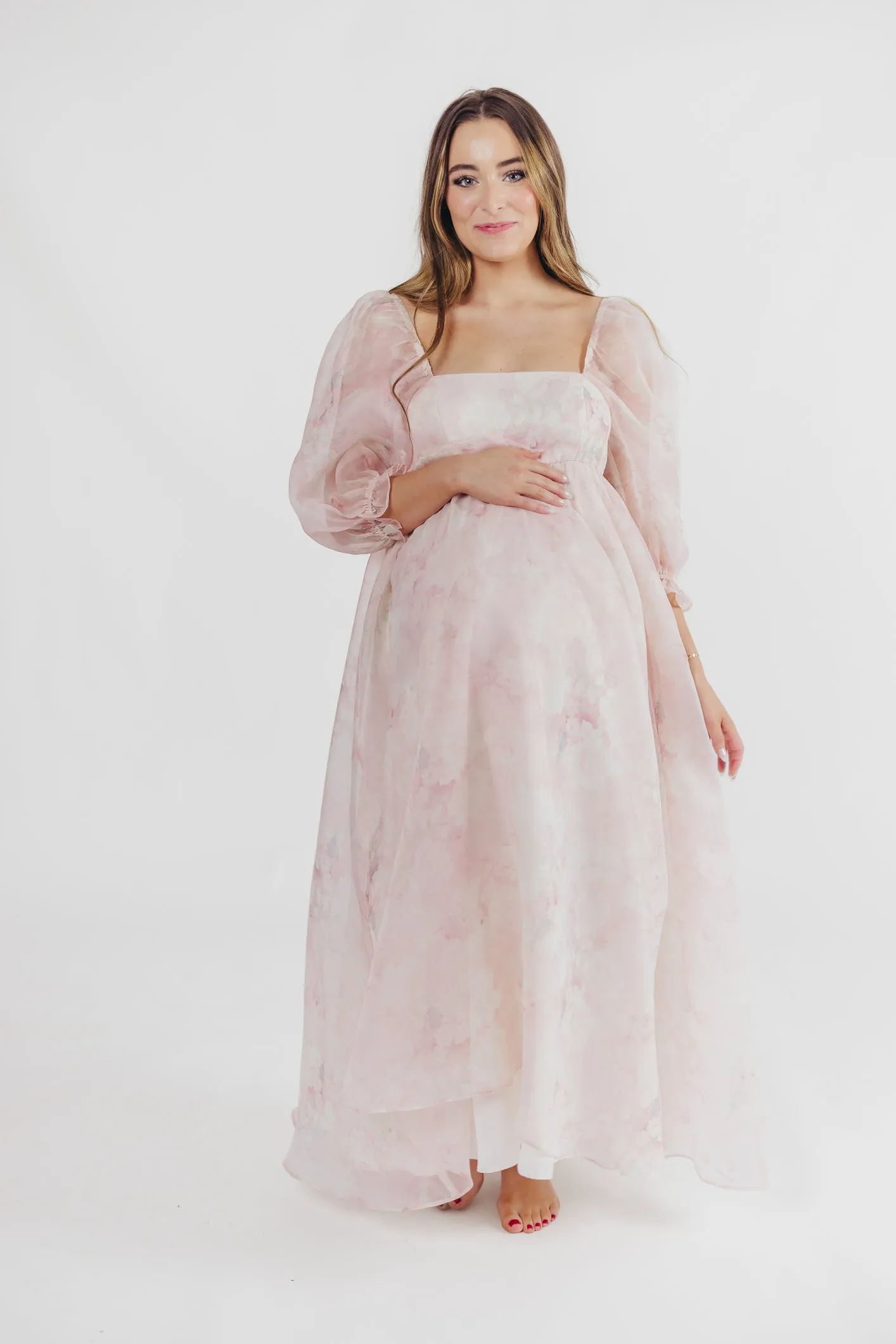 *New* Mona Maxi Dress with Smocking in Pale Pink Floral - Bump Friendly & Inclusive Sizing (S-3XL)