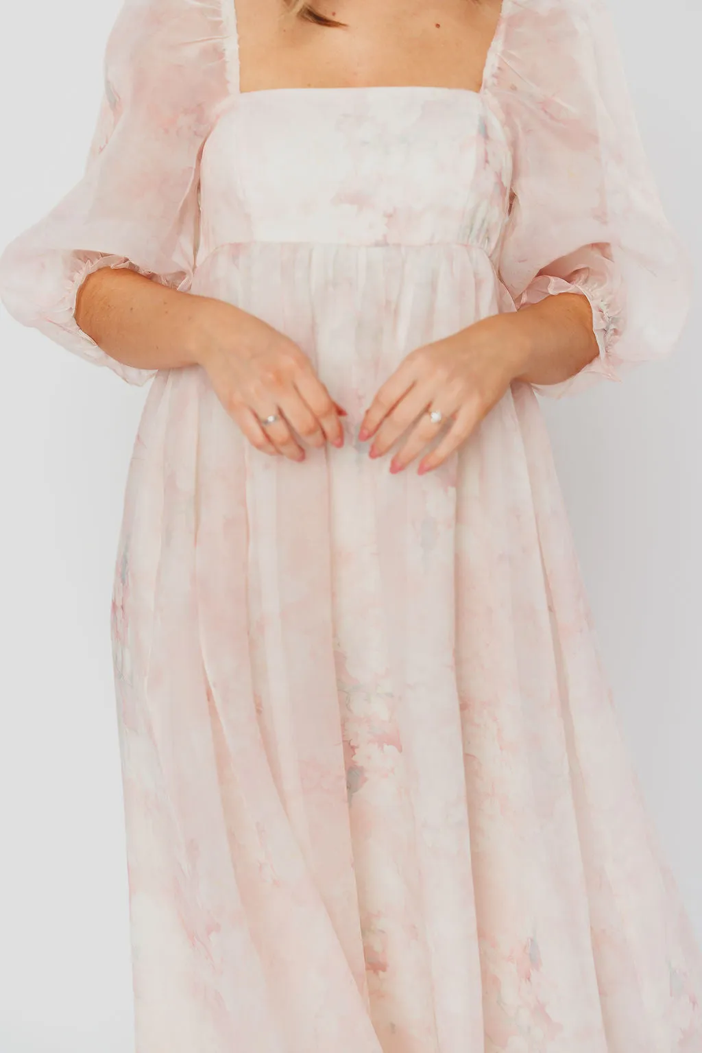 *New* Mona Maxi Dress with Smocking in Pale Pink Floral - Bump Friendly & Inclusive Sizing (S-3XL)