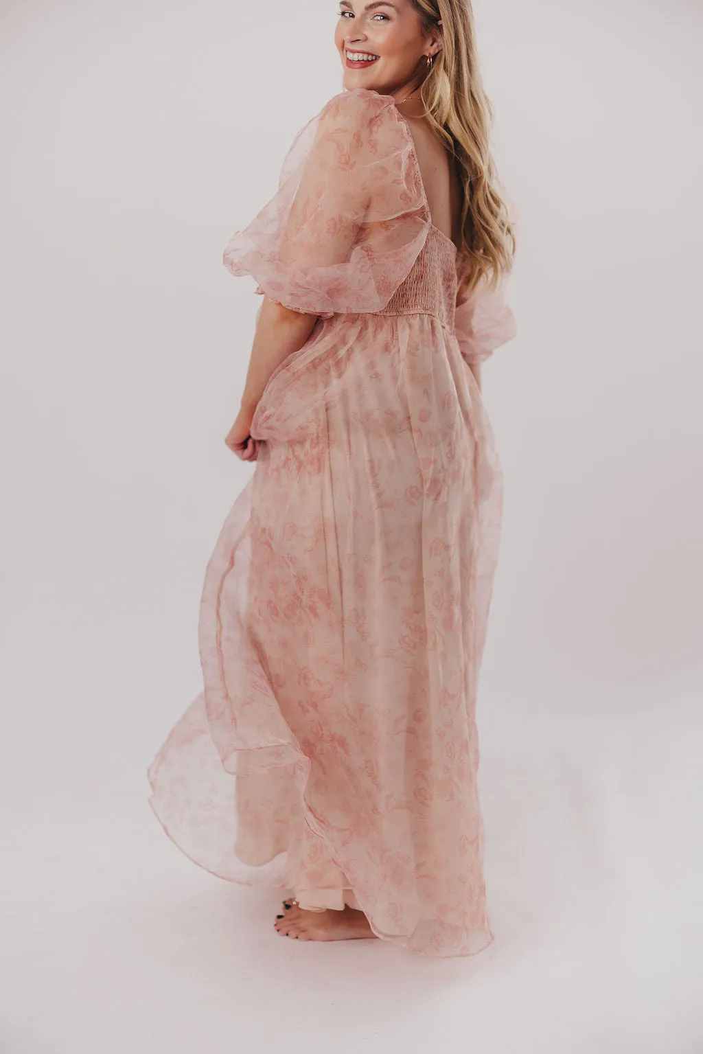 *New* Mona Maxi Dress with Smocking in Pink Floral - Bump Friendly & Inclusive Sizing (S-3XL)