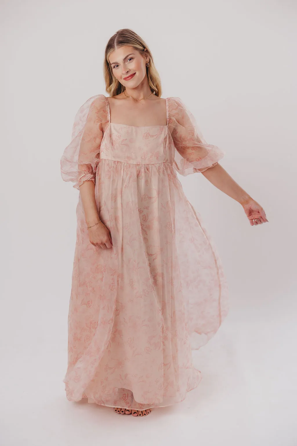 *New* Mona Maxi Dress with Smocking in Pink Floral - Bump Friendly & Inclusive Sizing (S-3XL)