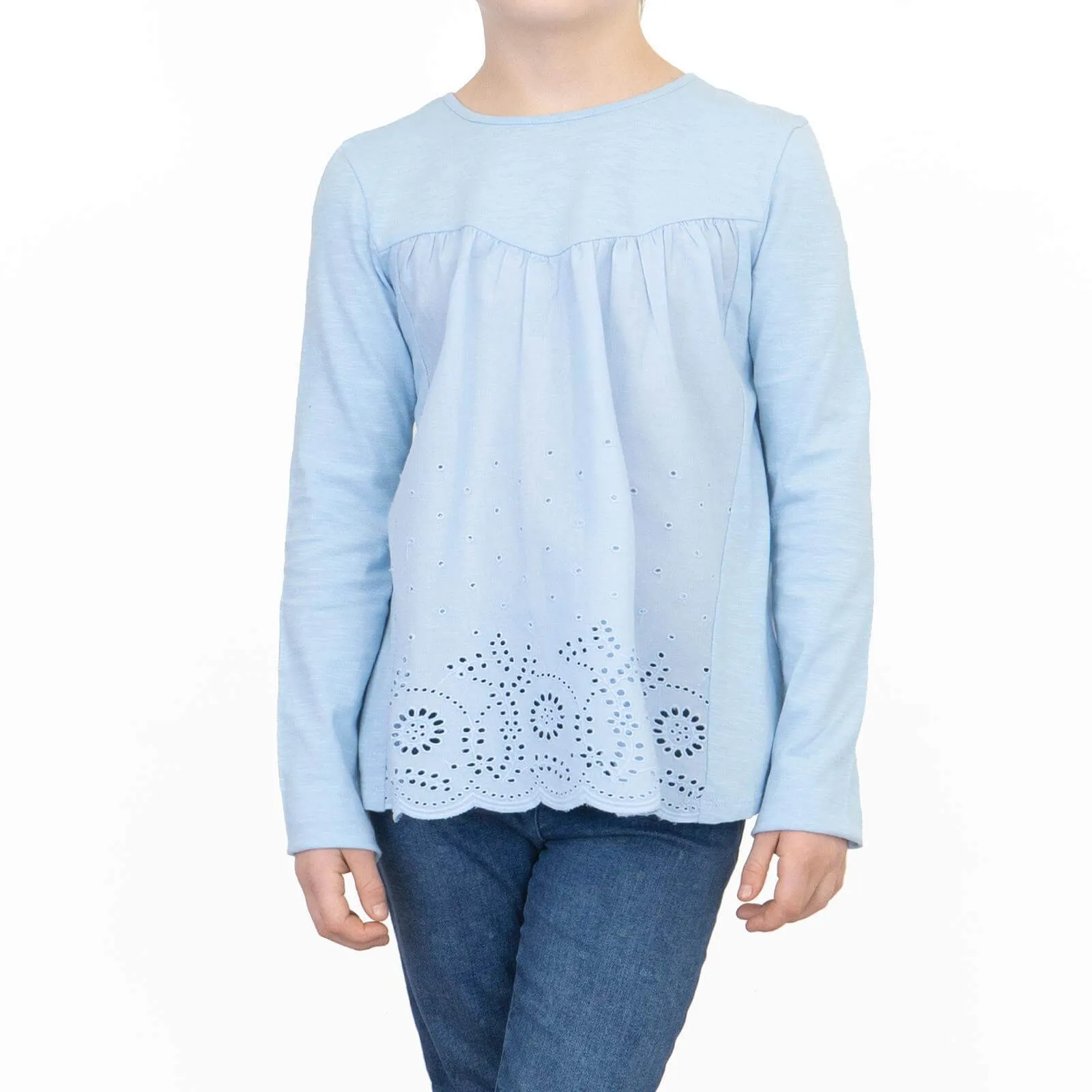 Next Girls Long Sleeve Blue Embroidered Top