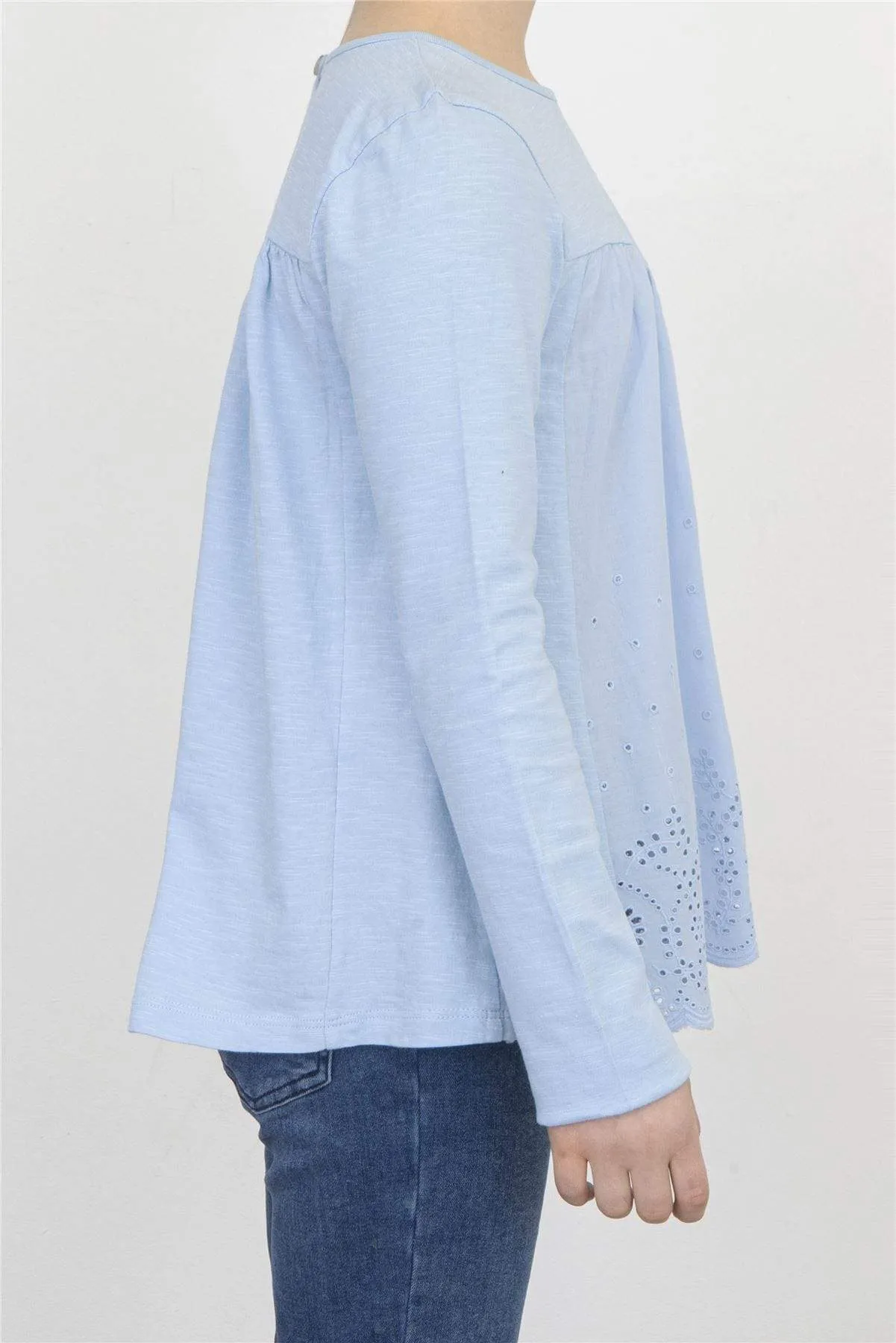 Next Girls Long Sleeve Blue Embroidered Top