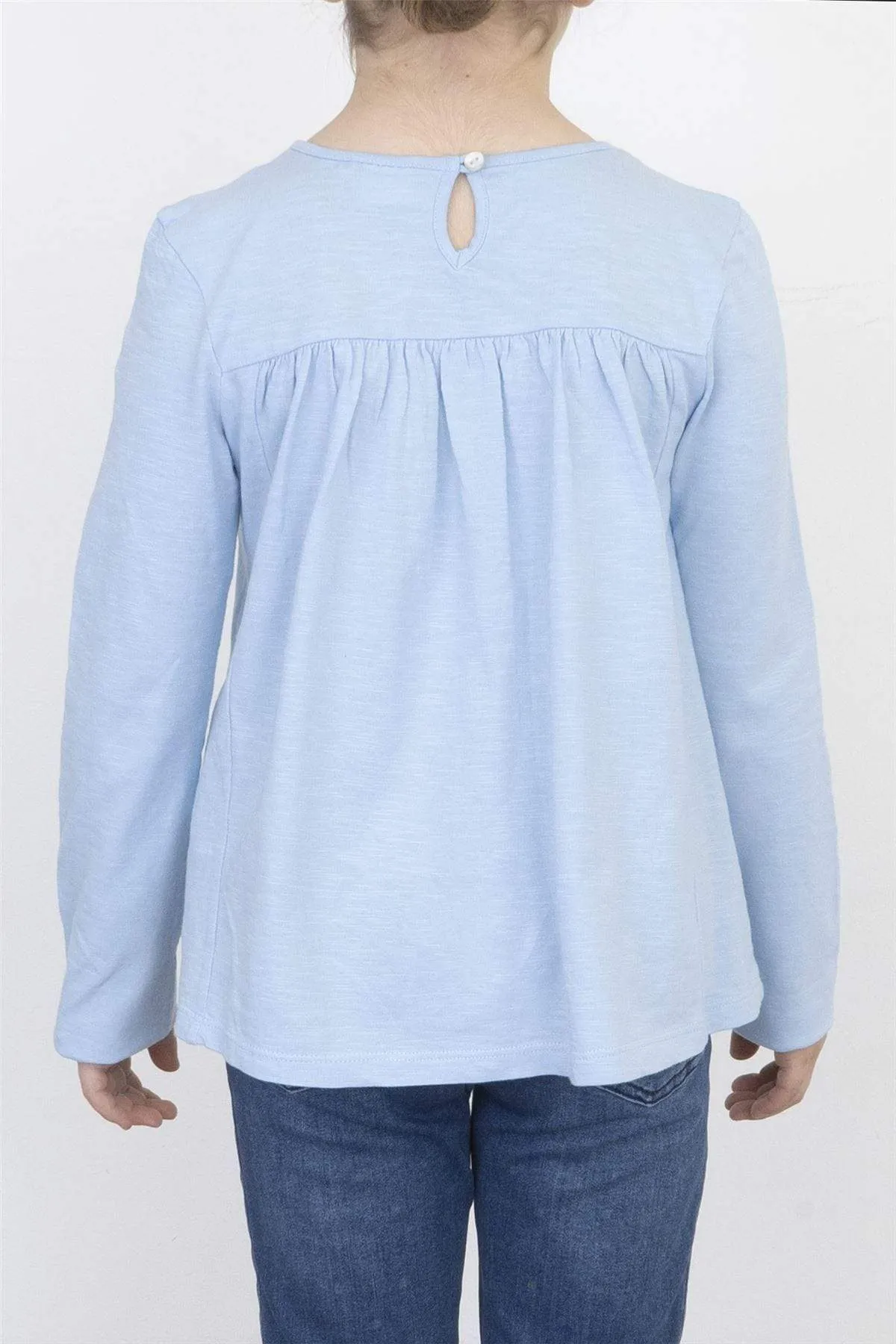 Next Girls Long Sleeve Blue Embroidered Top