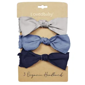 Organic 3-Piece Smocked Headband Gift Set in Blues