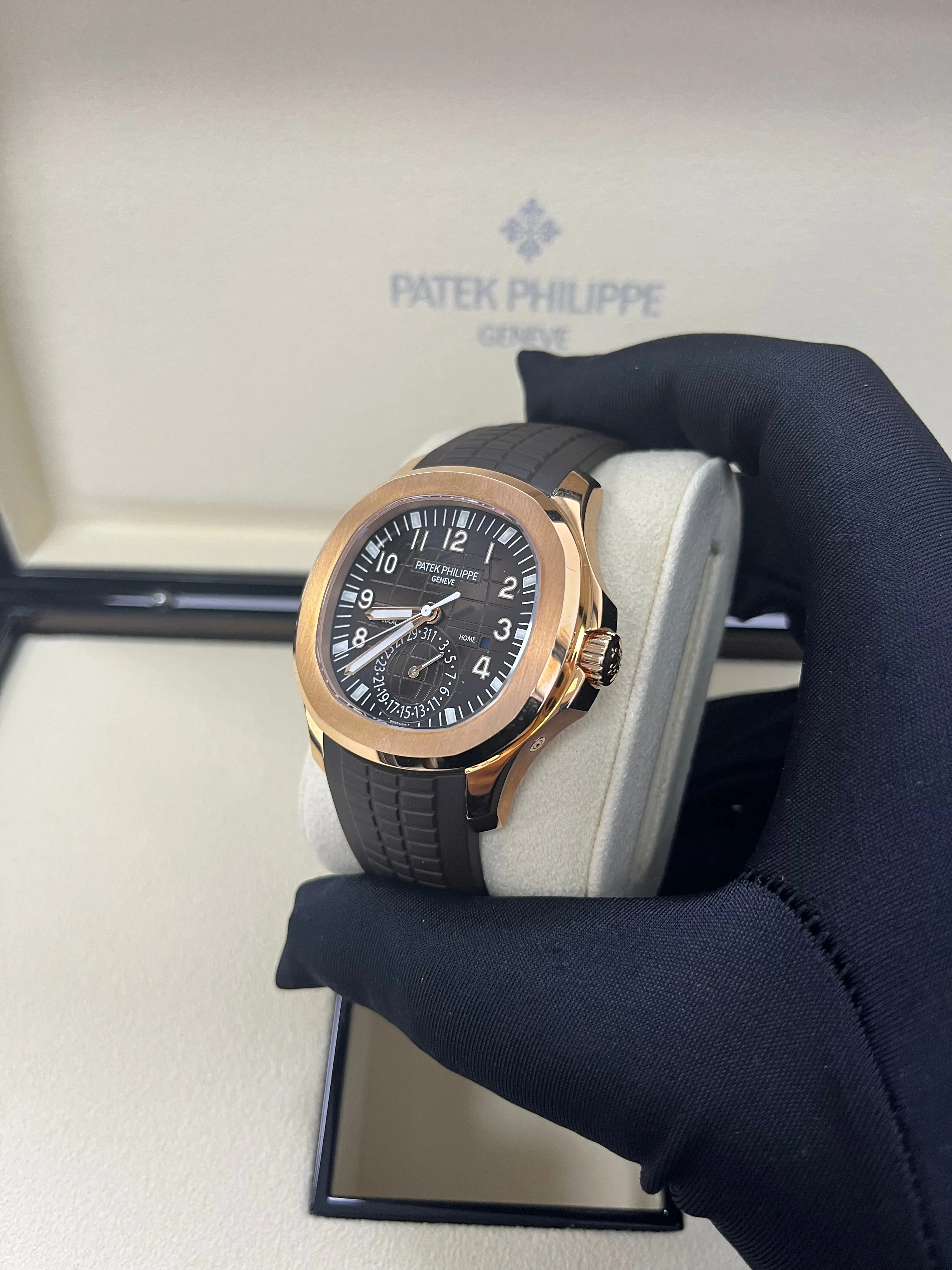 Patek Philippe Aquanaut Time Travel/ Rose Gold/ Chocolate Dial (Ref#5164R/001)