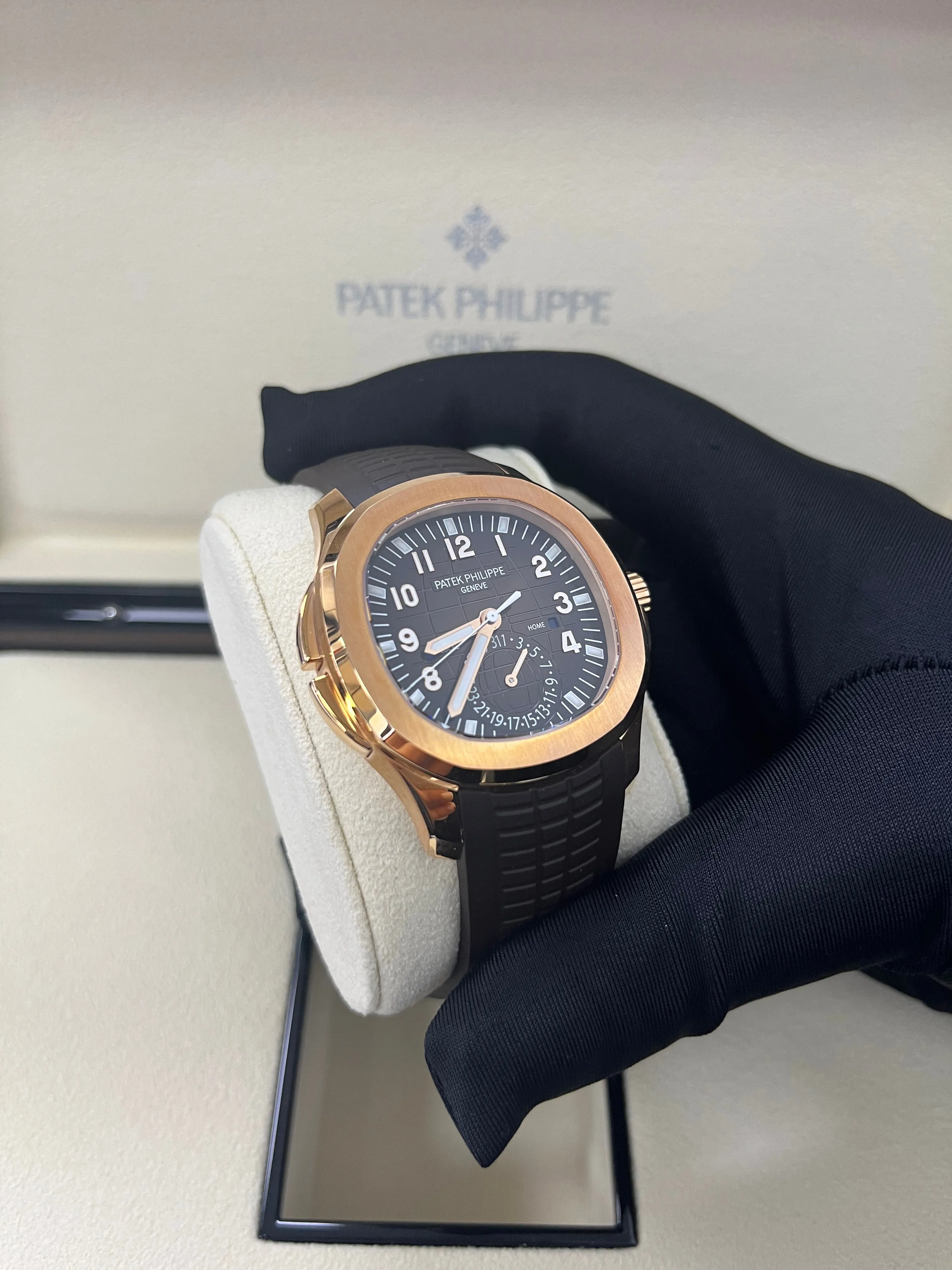 Patek Philippe Aquanaut Time Travel/ Rose Gold/ Chocolate Dial (Ref#5164R/001)