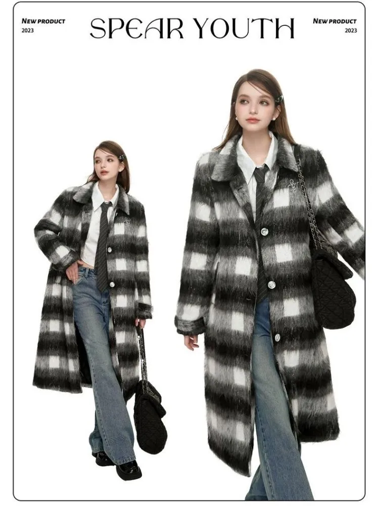 Plaid long coat【s0000004048】