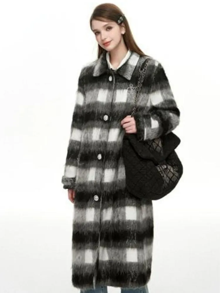 Plaid long coat【s0000004048】