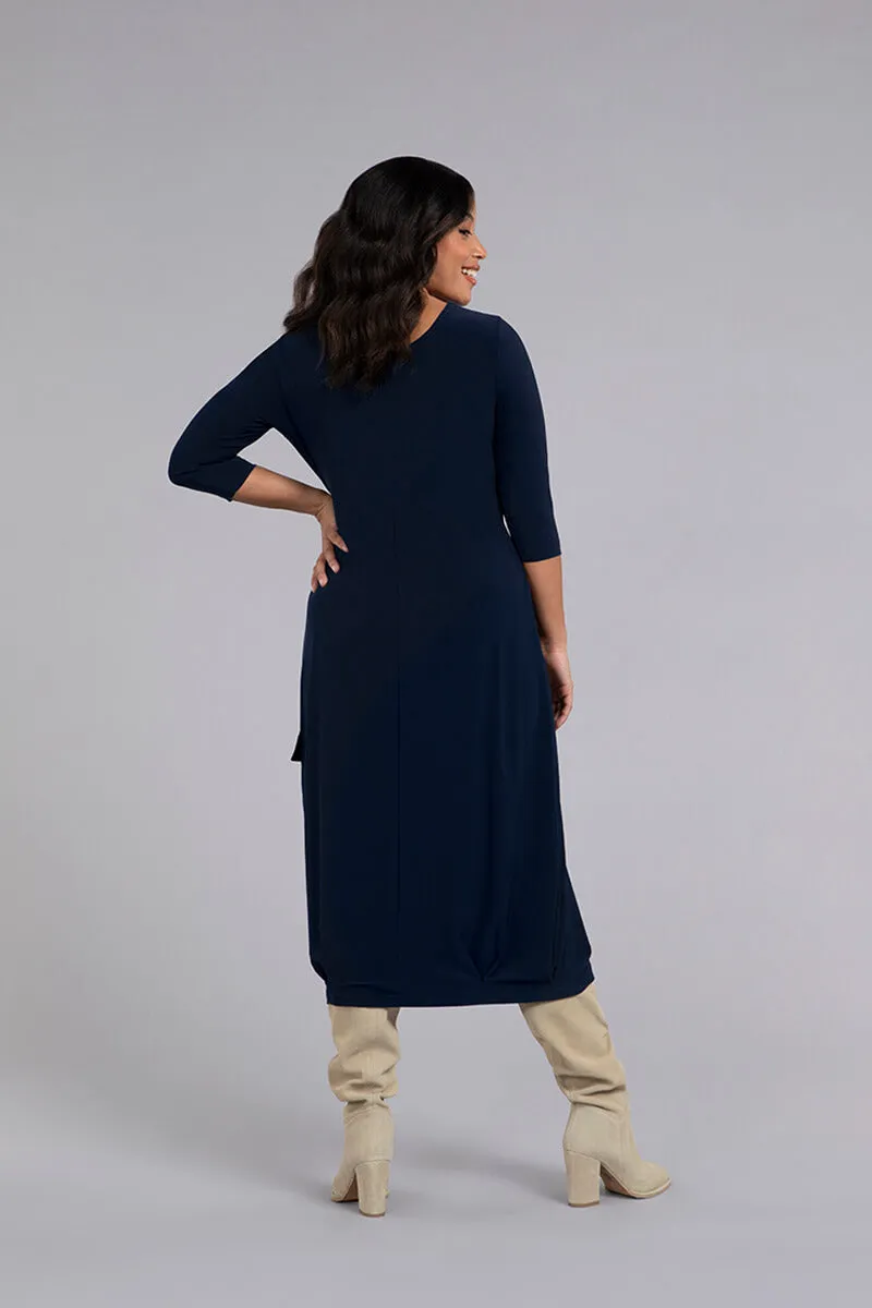 Pleat Hem Dress | Navy