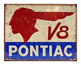 Pontiac V8 Motors Tin Metal Sign