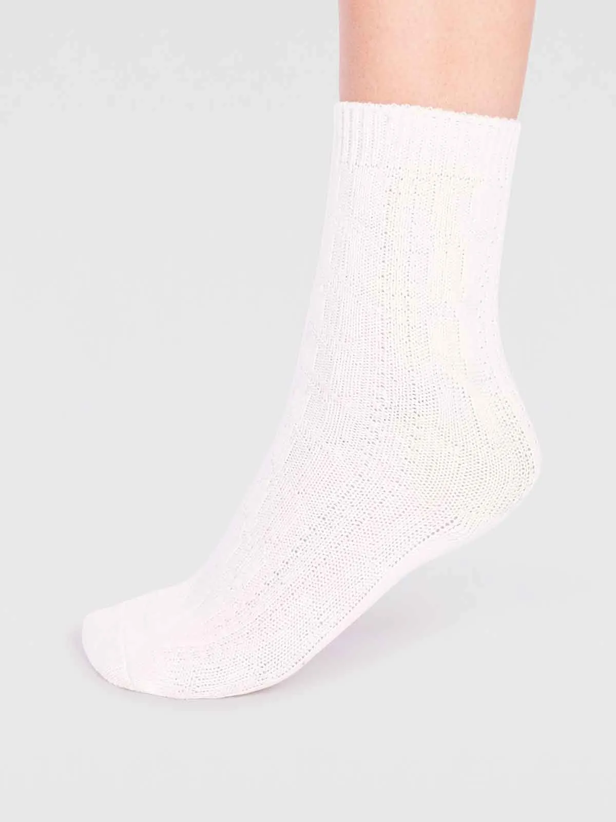 Rebekah Organic Cotton Slub Sock - Stone White