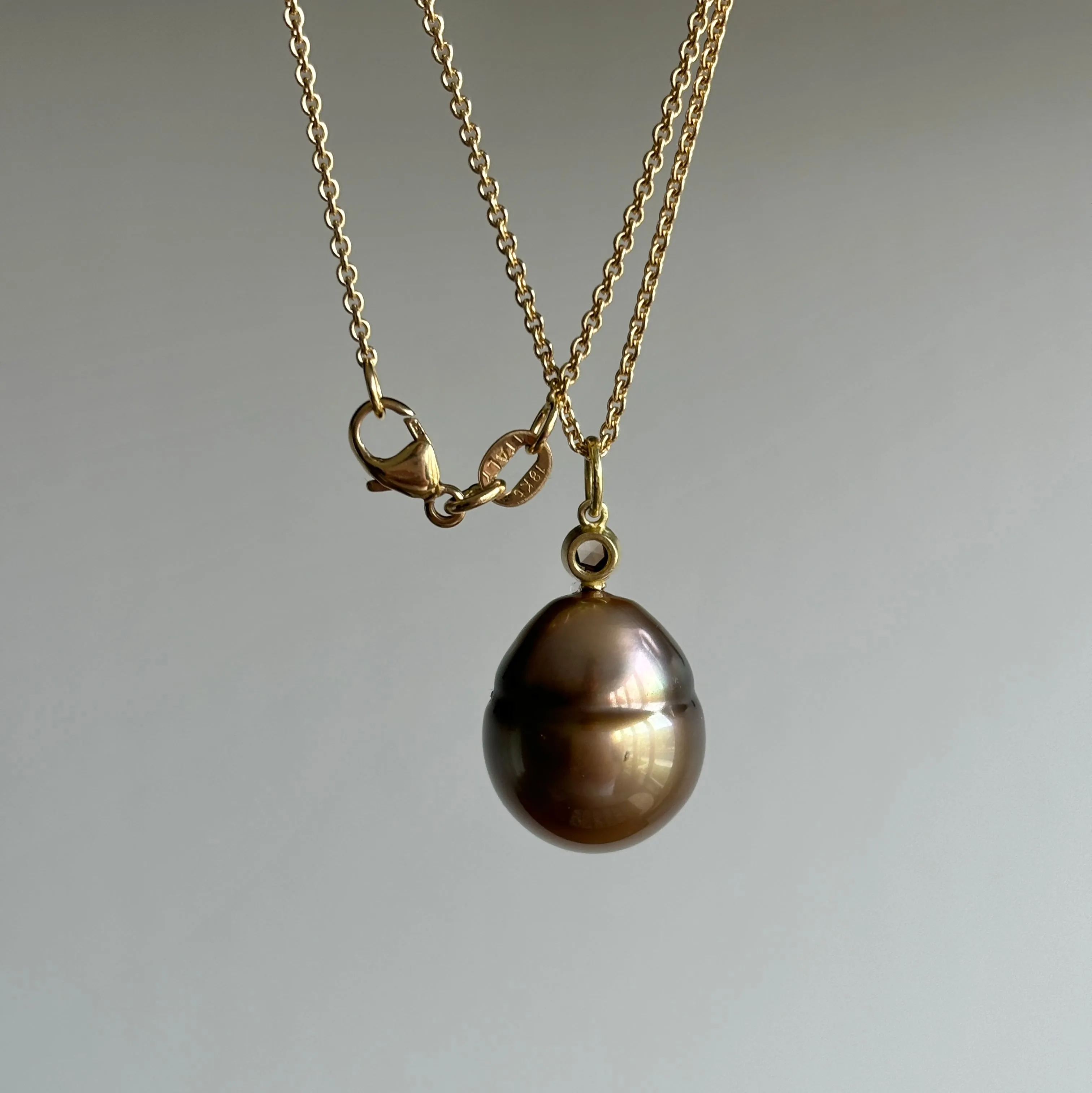 Rose-Sepia Tahitian Pearl Pendant with Diamond