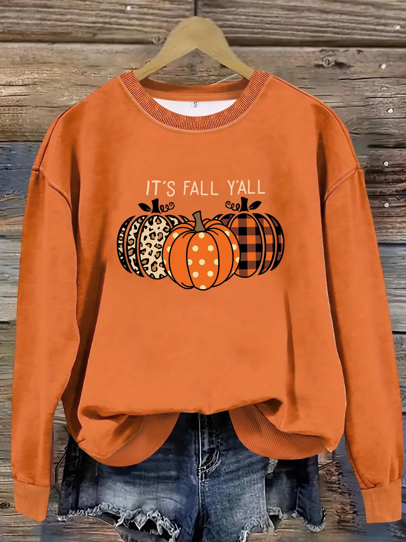 Round Neck Halloween Pumpkin Sweater - PLEASE REFER SIZE CHART FOR CORRECT MEASUREMENTS