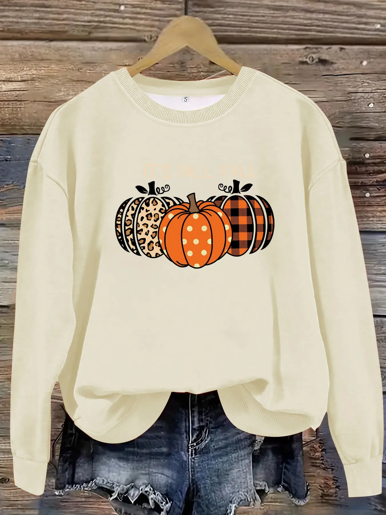 Round Neck Halloween Pumpkin Sweater - PLEASE REFER SIZE CHART FOR CORRECT MEASUREMENTS