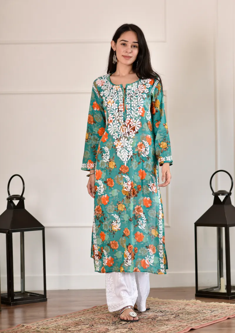 Rozy Premium Chikankari Mulmul Kurti