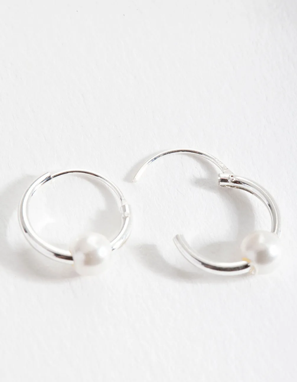 Sterling Silver Pearl Hoop Earrings