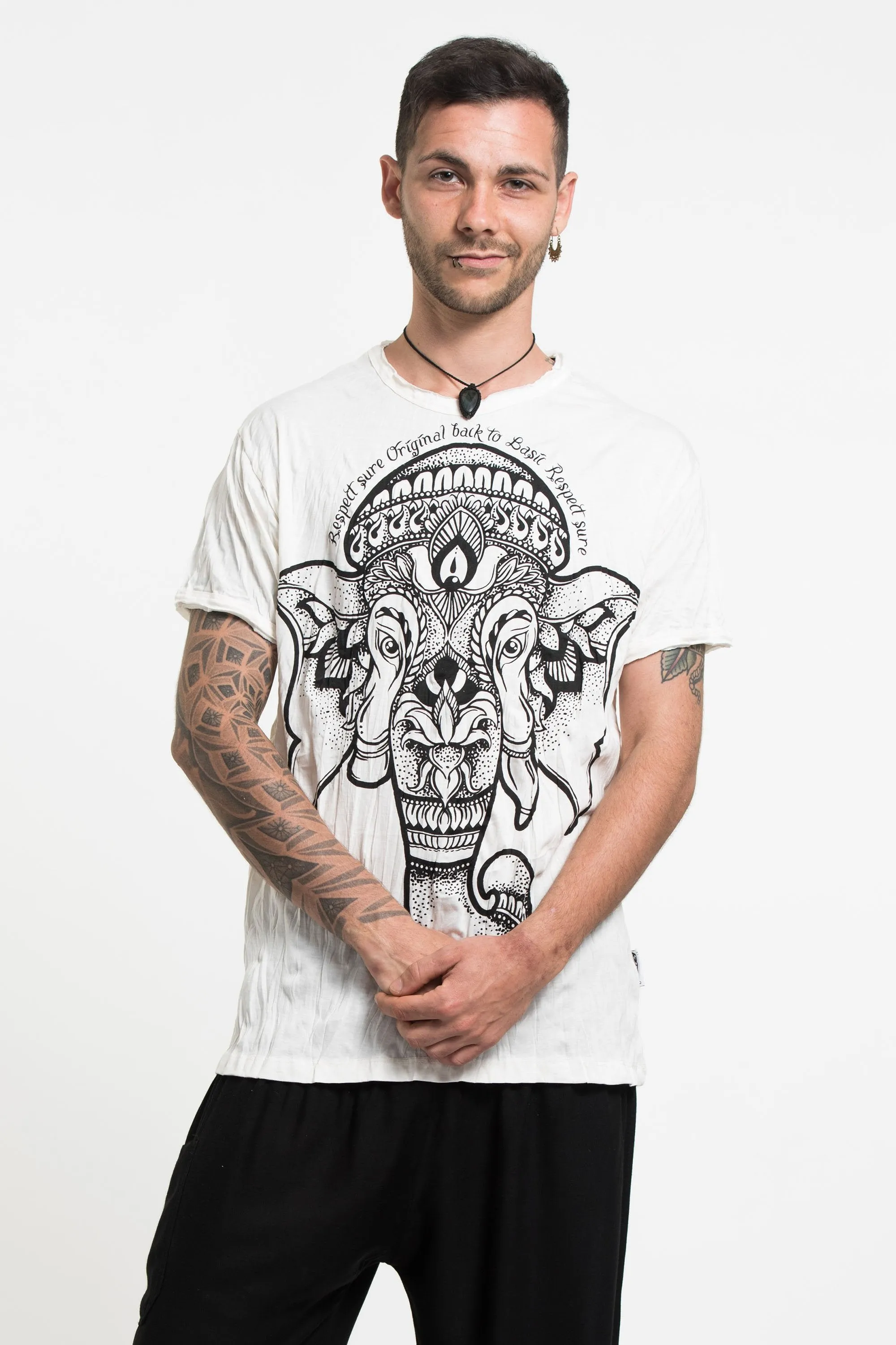 Sure Design Men's Lotus Ganesh T-Shirt in White