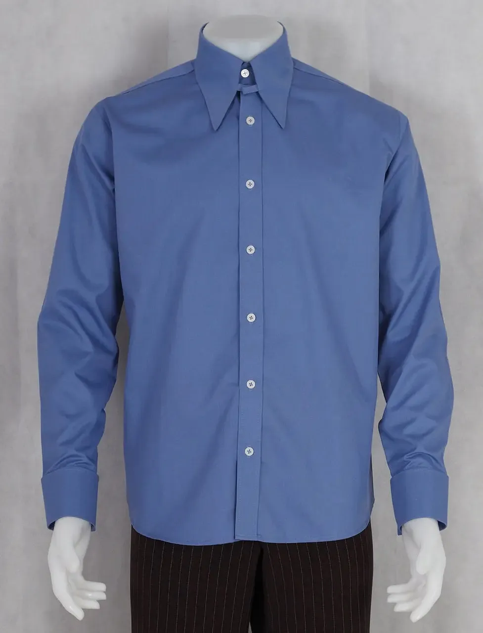 Tab Collar Shirt | Vintage Style Sky Blue  Shirt