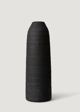 Tall Ceramic Branch Vase in Matte Black Glaze - 18.5"