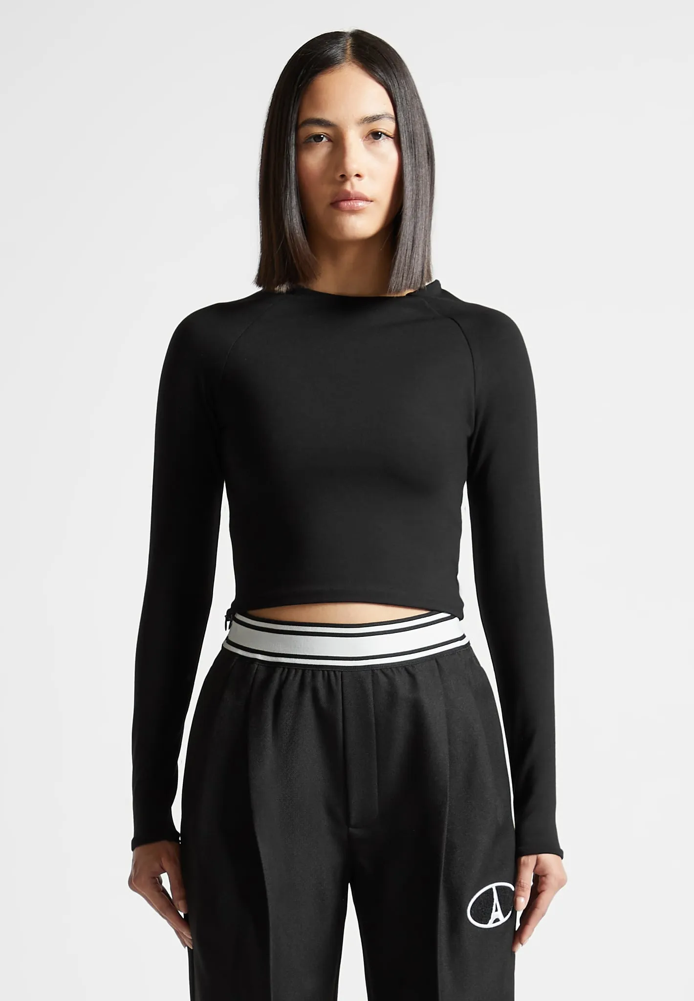 Éternelle Long Sleeve Crop Top - Black