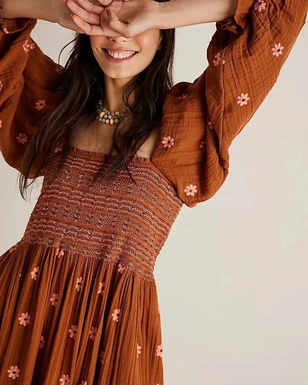 TIERED EMBROIDERED DRESS