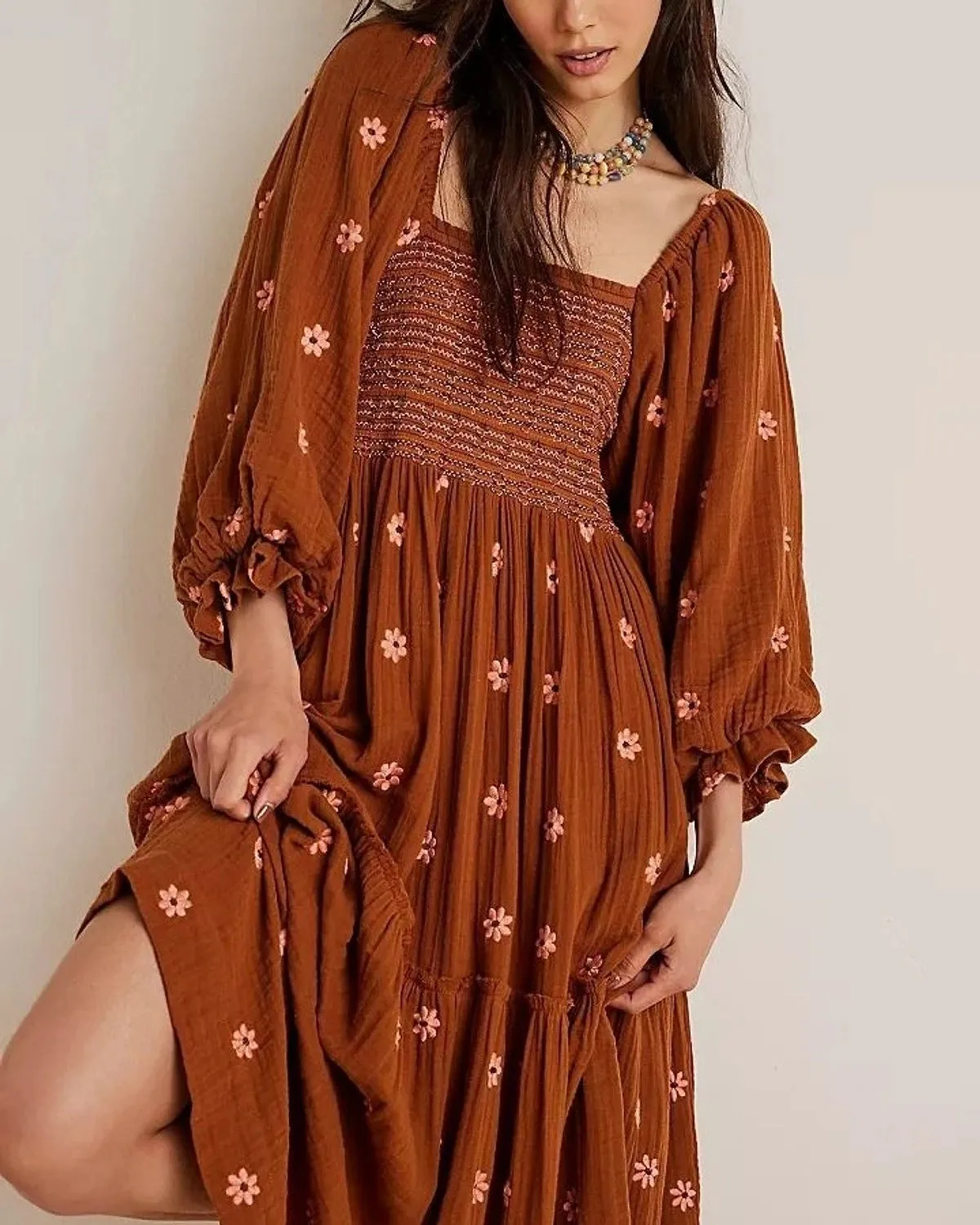 TIERED EMBROIDERED DRESS