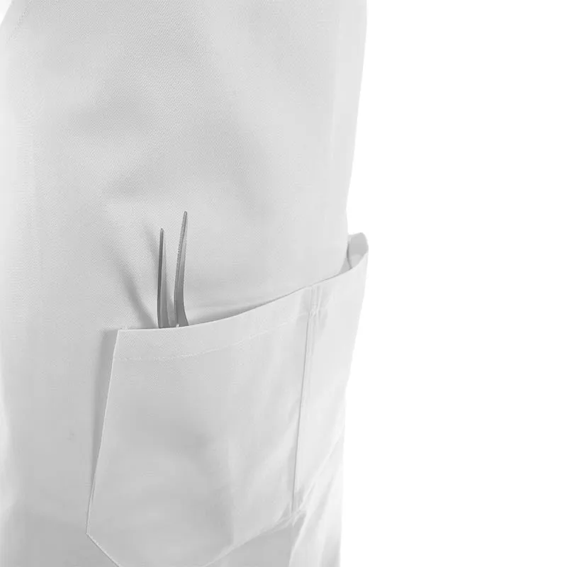 White Apron With Double Pocket Bib 100 Percent Cotton - MANELLI