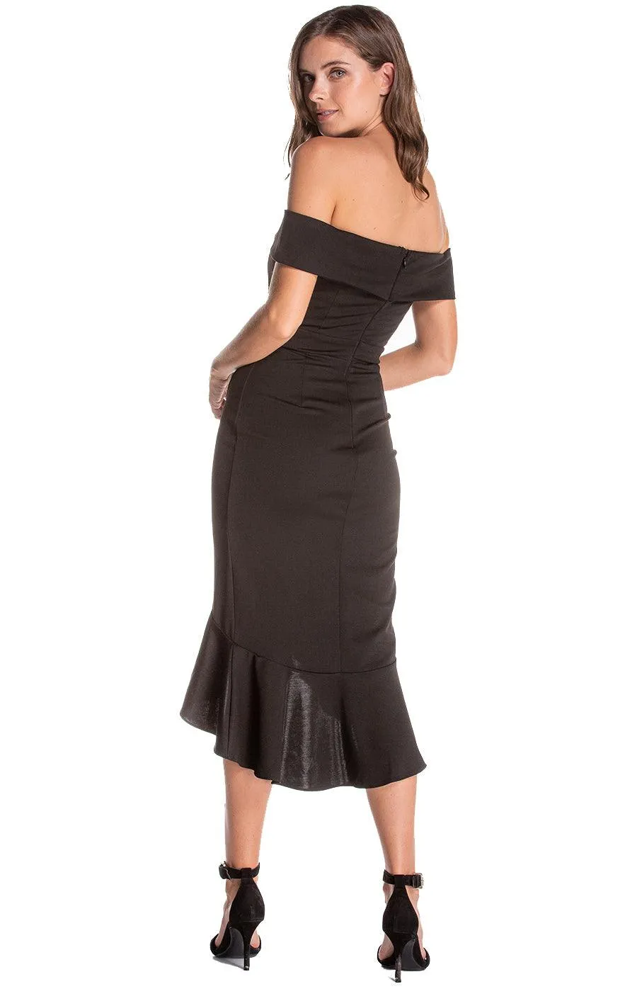 Women's Black Bodycon Off Shoulder with Sweetheart Neckline Dress