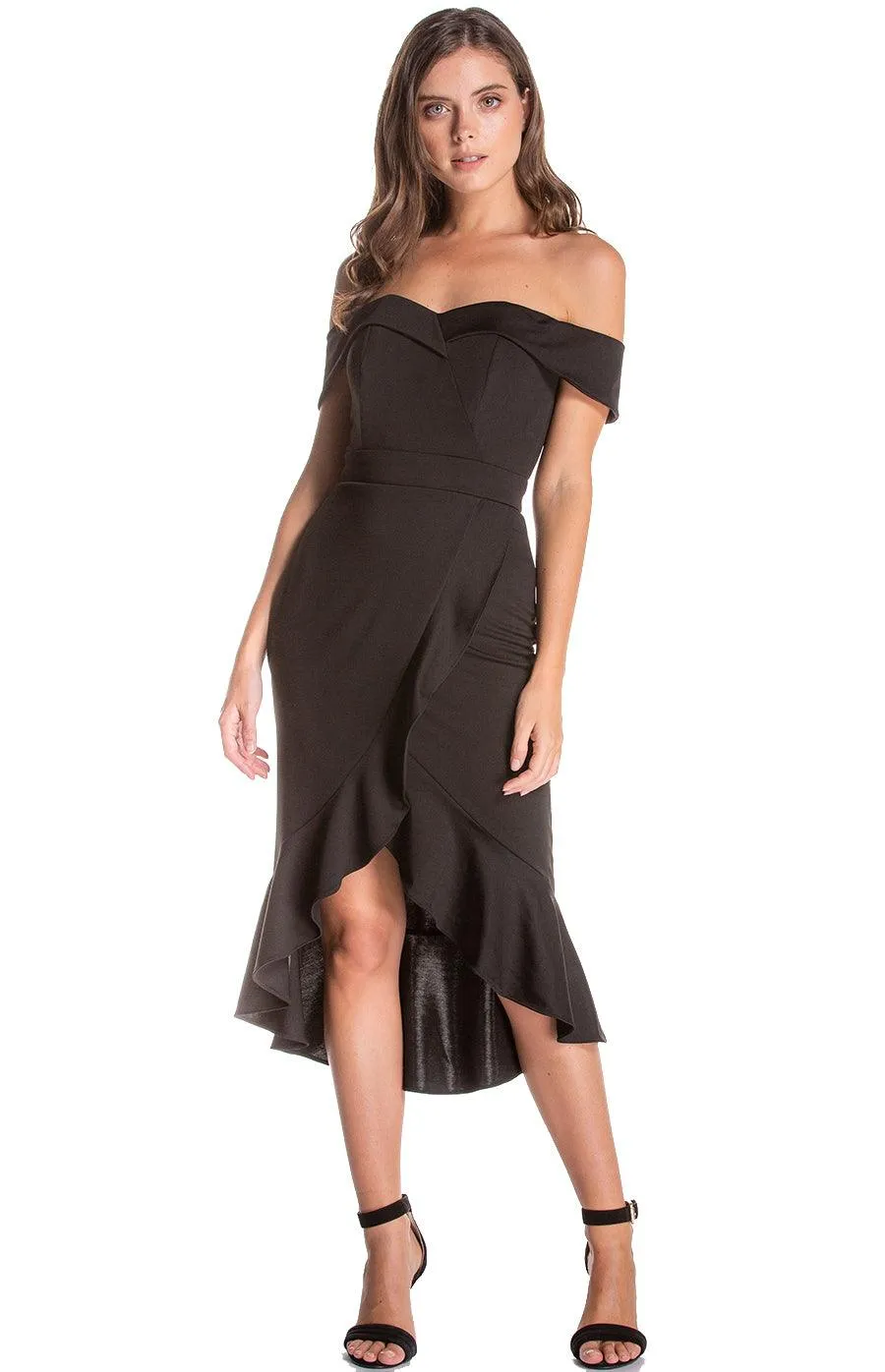 Women's Black Bodycon Off Shoulder with Sweetheart Neckline Dress