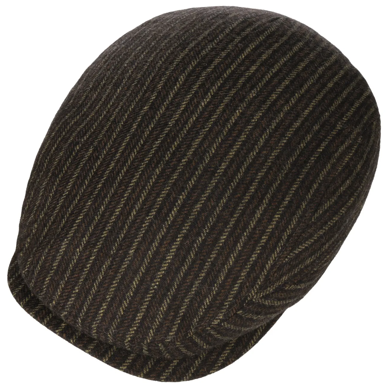 Woolen Stripe Driver Flat Cap by Stetson