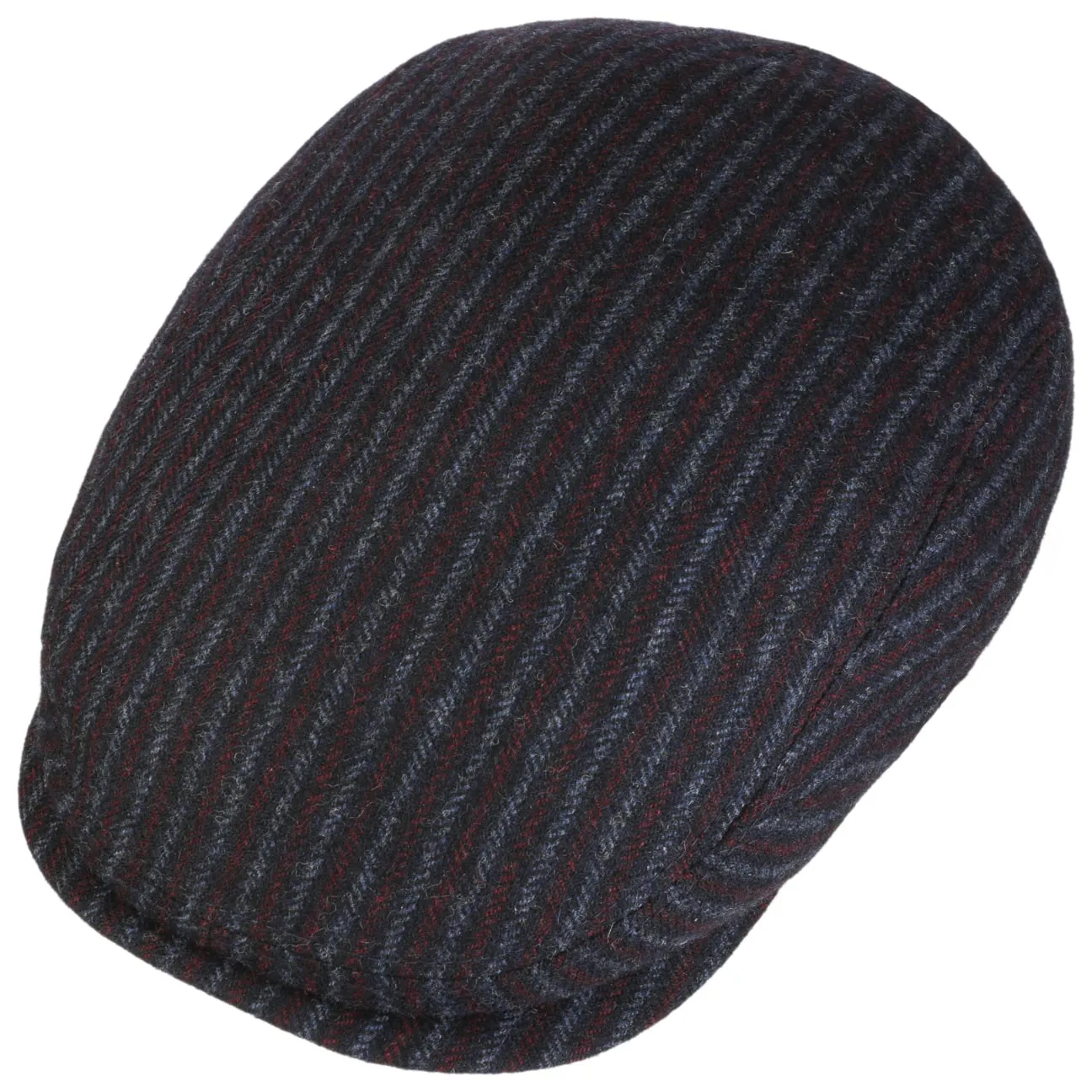 Woolen Stripe Driver Flat Cap by Stetson