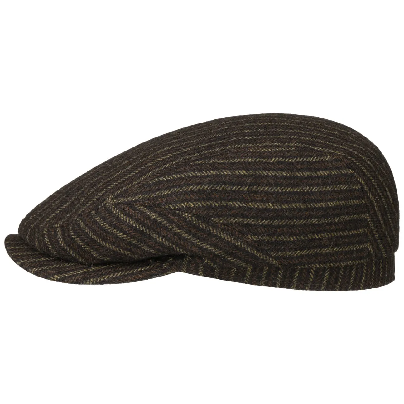 Woolen Stripe Driver Flat Cap by Stetson