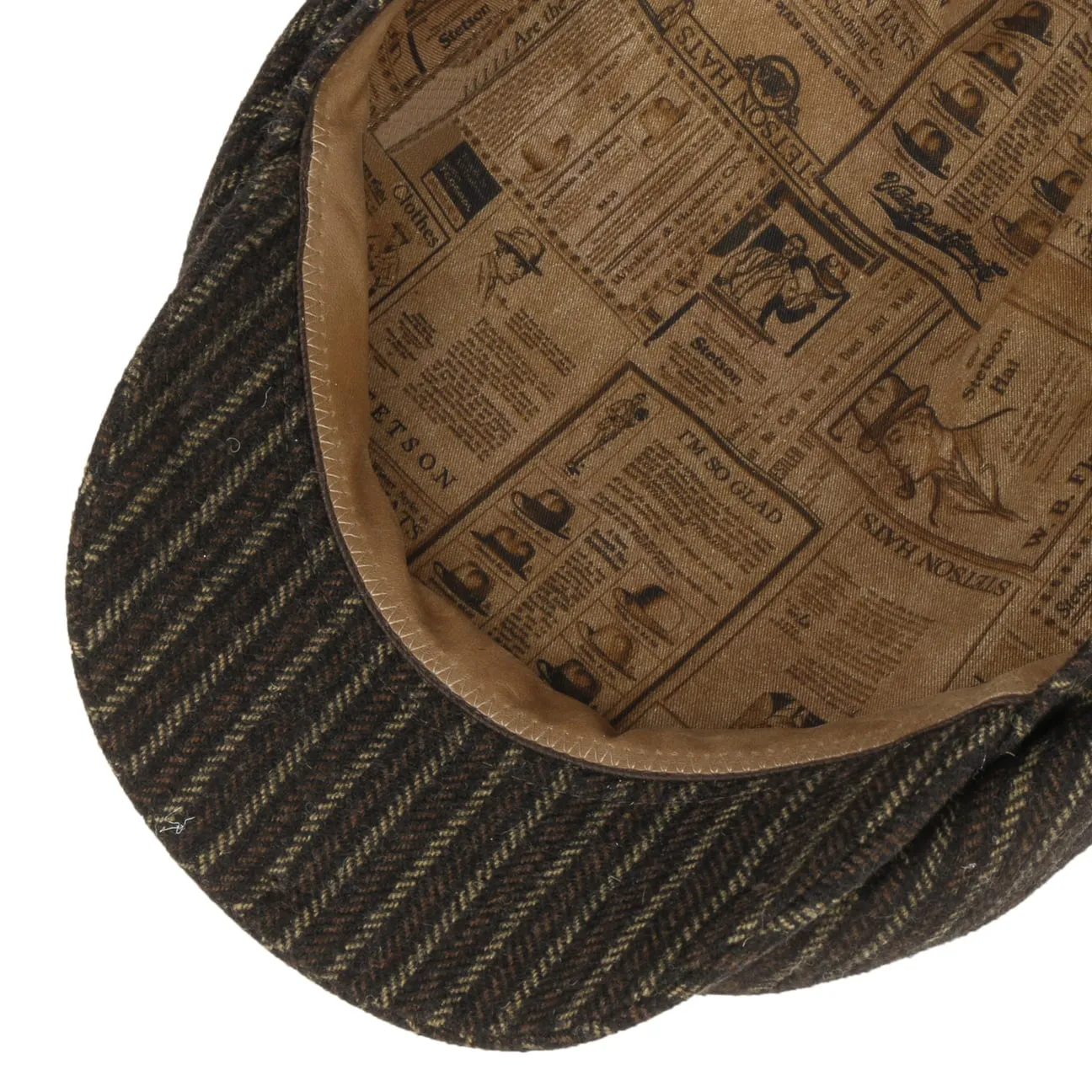 Woolen Stripe Driver Flat Cap by Stetson