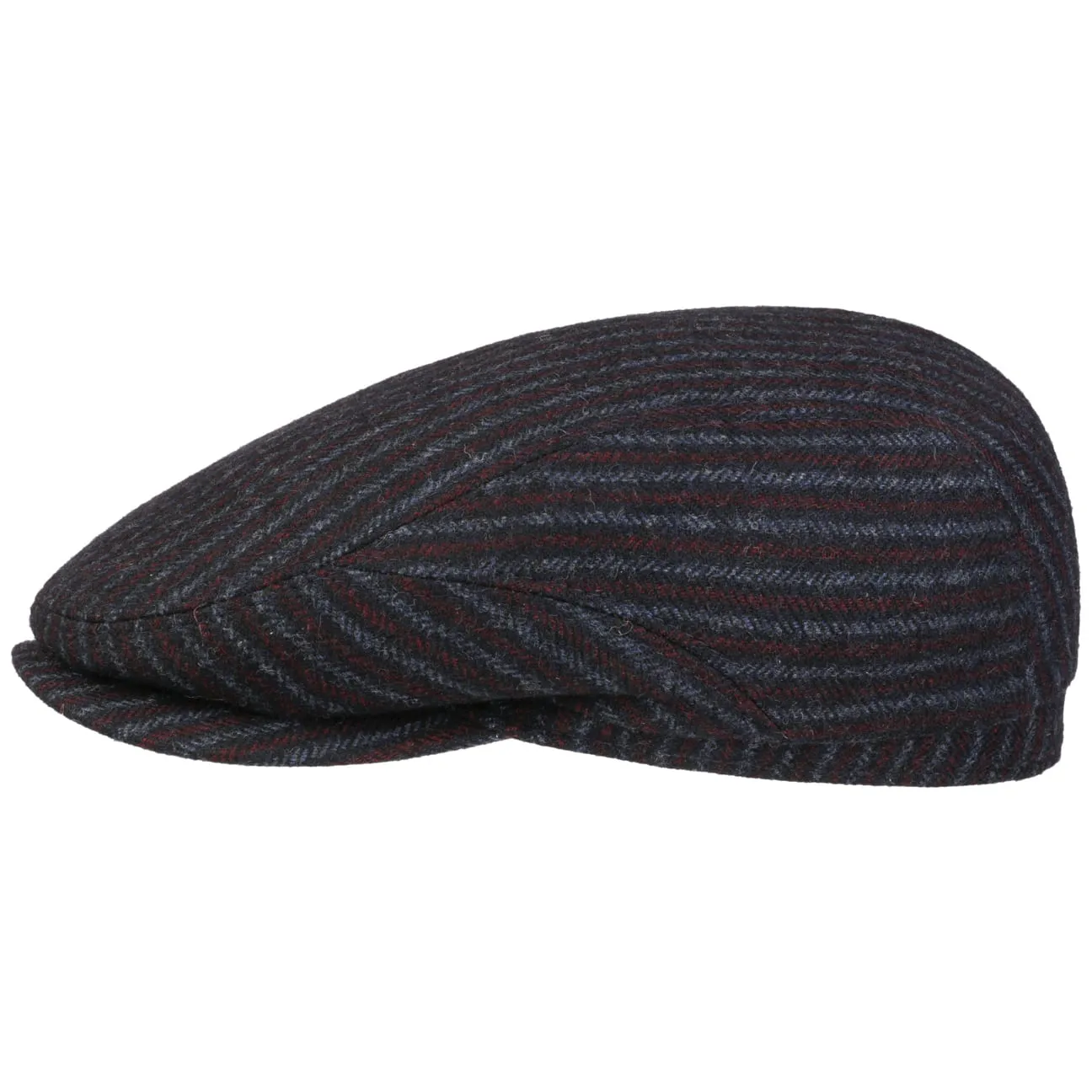 Woolen Stripe Driver Flat Cap by Stetson